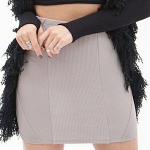 Forever 21 Ribbed Panel Bodycon Skirt Beige Large